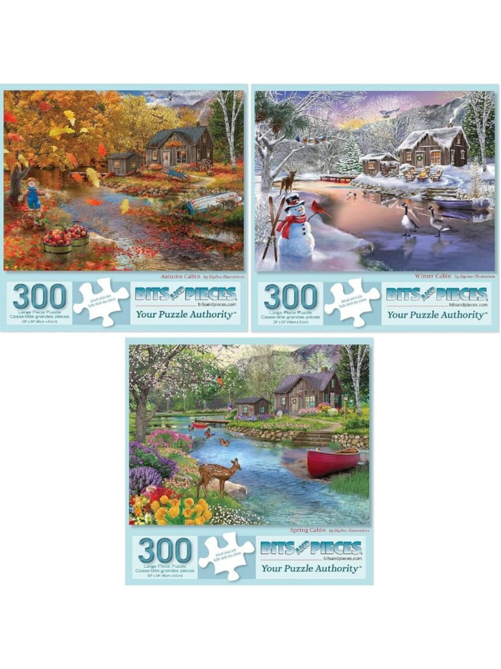300 Piece Jigsaw Puzzle Set for Adults - Seasonal Cabins & Forest Nature